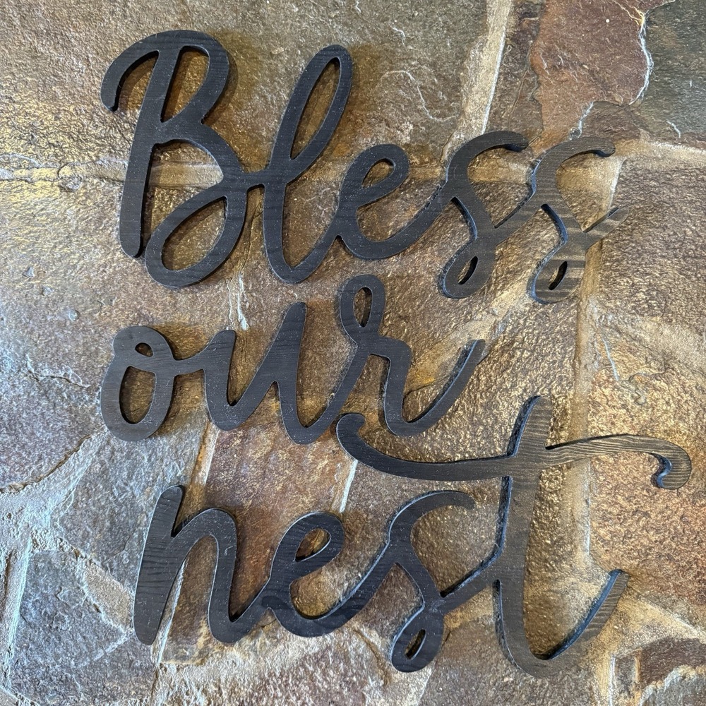 Bless Our Nest Wooden Cutout Script Cursive Letters Wall Hanging 3pc Spring Shop